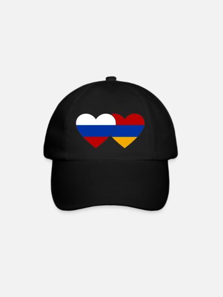 Russland Armenien Flagge Herz - Baseballkappe - Schwarz/Schwarz