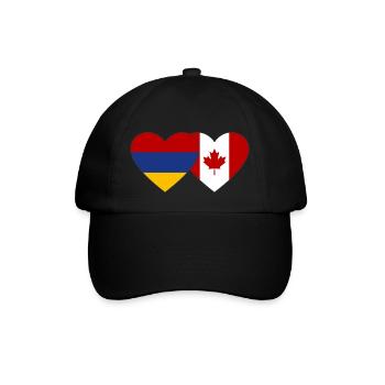 Armenien Kanada Flagge Herz - Baseballkappe - Schwarz/Schwarz - Vorne