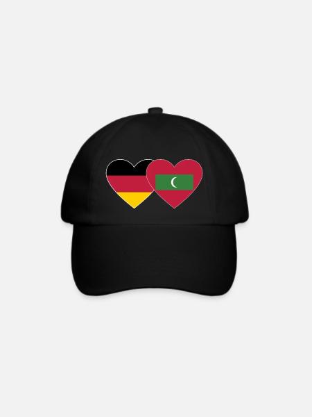 Deutschland Malediven Flagge Herz - Baseballkappe - Schwarz/Schwarz
