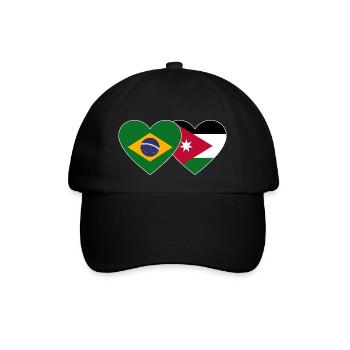 Brasilien Jordanien Flagge Herz - Baseballkappe - Schwarz/Schwarz - Vorne