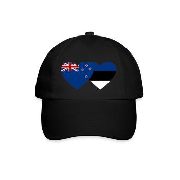 Neuseeland Estland Flagge - Baseballkappe - Schwarz/Schwarz - Vorne
