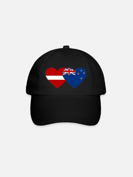 Lettland Neuseeland Flagge - Baseballkappe - Schwarz/Schwarz