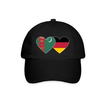 Turkmenistan Deutschland Flagge Herz - Baseballkappe - Schwarz/Schwarz - Vorne