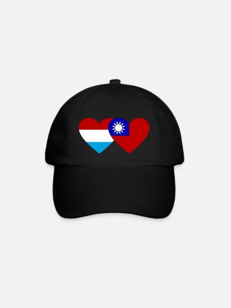 Luxemburg Taiwan Flagge Herz - Baseballkappe - Schwarz/Schwarz