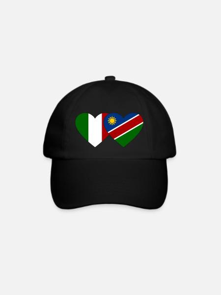 Italien Namibia Flagge Herz - Baseballkappe - Schwarz/Schwarz