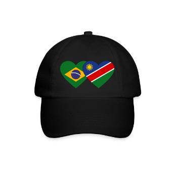 Brasilien Namibia Flagge Herz - Baseballkappe - Schwarz/Schwarz - Vorne