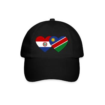 Domenikanische Republik Namibia Flagge Herz - Baseballkappe - Schwarz/Schwarz - Vorne