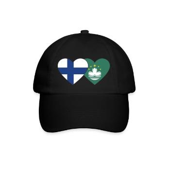 Finnland Macau Flagge Herz - Baseballkappe - Schwarz/Schwarz - Vorne