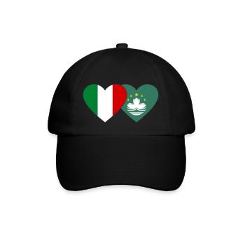 Italien Macau Flagge Herz - Baseballkappe - Schwarz/Schwarz - Vorne