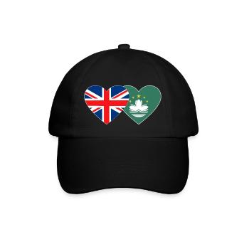 Großbritannien Macau Flagge Herz - Baseballkappe - Schwarz/Schwarz - Vorne