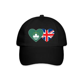 Macau Großbritannien Flagge Herz - Baseballkappe - Schwarz/Schwarz - Vorne