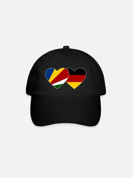 Seychellen Deutschland Flagge Herz - Baseballkappe - Schwarz/Schwarz