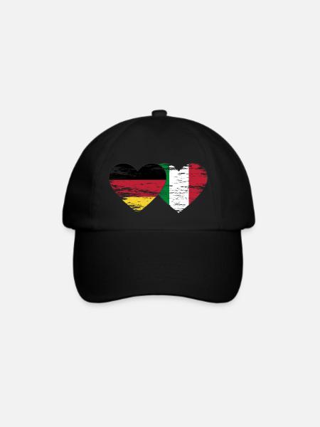 Deutschland Italien Flagge Herz used - Baseballkappe - Schwarz/Schwarz