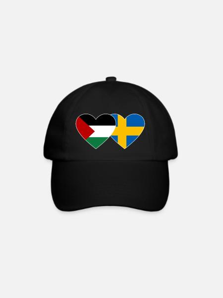 Palästina Schweden Flagge Herz - Baseballkappe - Schwarz/Schwarz