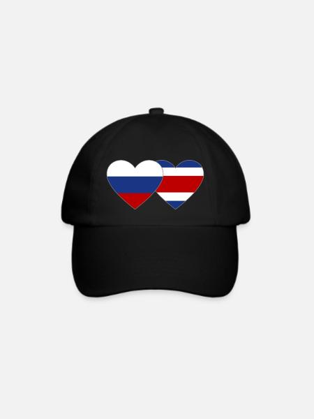 Russland Costa Rica Flagge Herz - Baseballkappe - Schwarz/Schwarz