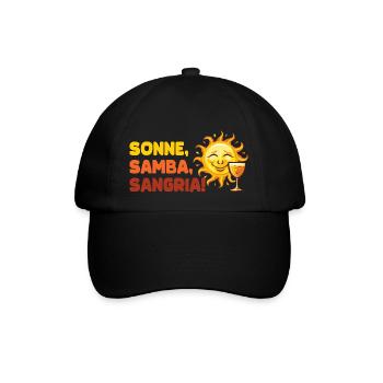 "Sonne, Samba, Sangria!" / Malle Design - Baseballkappe - Schwarz/Schwarz - Vorne