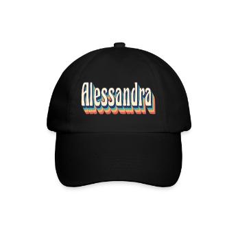 Alessandra T-Shirt Retro Vintage T-Shirt Geschenk - Baseballkappe - Schwarz/Schwarz - Vorne