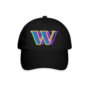Mehrfarbiger Buchstabe w - Baseballkappe - Schwarz/Schwarz - Vorne