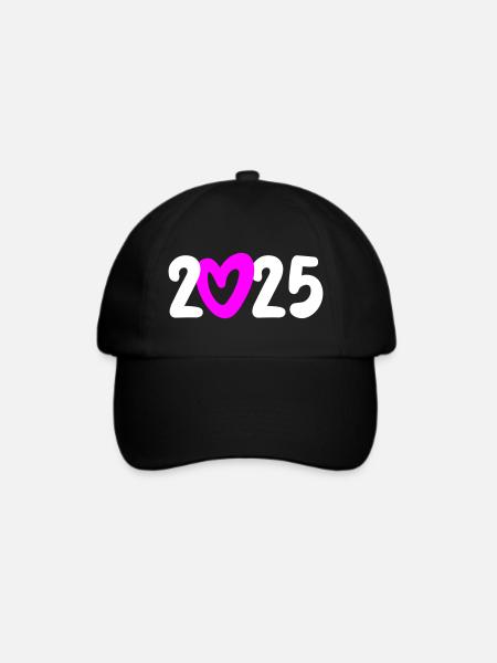 2025 Herz Happy New Year Jahresanfang neu Anfang - Baseballkappe - Schwarz/Schwarz