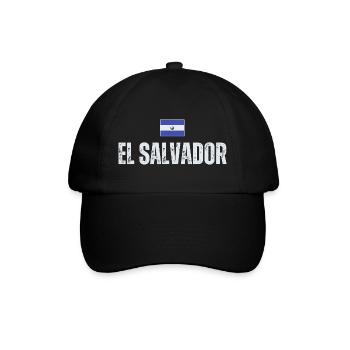 Flagge von El Salvador, ich liebe El Salvador - Baseballkappe - Schwarz/Schwarz - Vorne