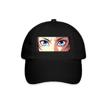 Anime Augen Blaue Iris Manga Fan - Baseballkappe - Schwarz/Schwarz - Vorne