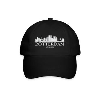 Rotterdam Skyline, Rotterdam Niederlande - Baseballkappe - Schwarz/Schwarz - Vorne