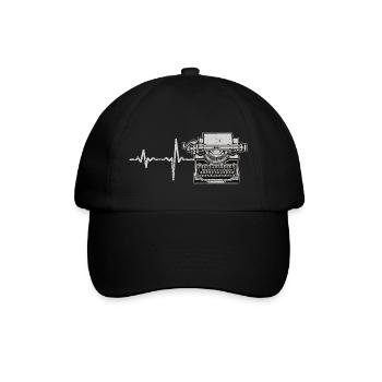 Geschenk Heartbeat Schreibmaschine - Baseballkappe - Schwarz/Schwarz - Vorne