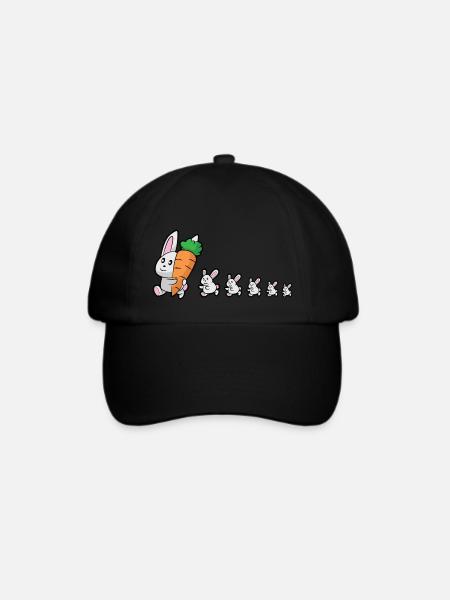 Hasen - Baseballkappe - Schwarz/Schwarz