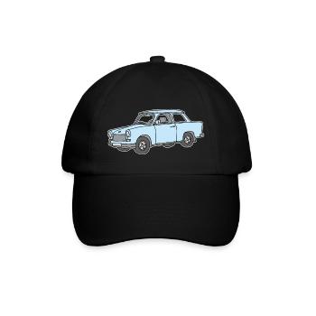 Hellblauer Trabi,  - Baseballkappe - Schwarz/Schwarz - Vorne