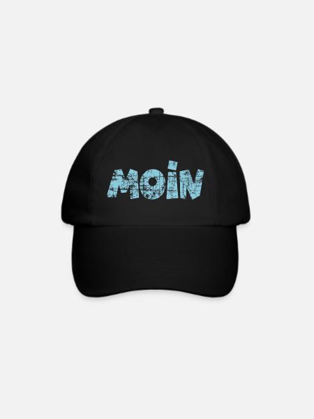 Moin (Vintage Hellblau) Norddeutscher Gruß - Baseballkappe - Schwarz/Schwarz