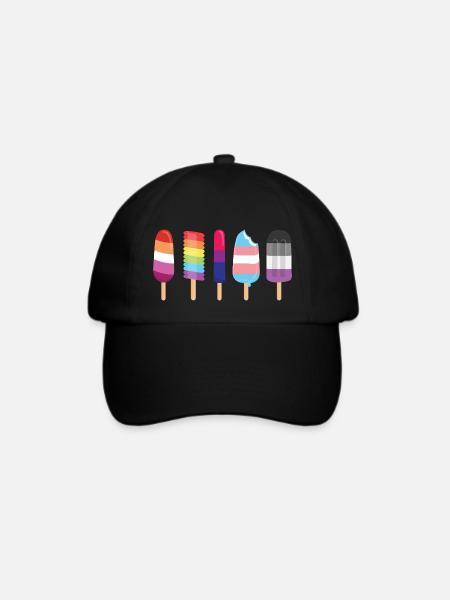 LGBT Eis Regenbogen Flagge Gleichberechtigung - Baseballkappe - Schwarz/Schwarz