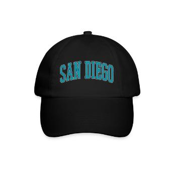 San Diego Blockschrift Kollektion - Baseballkappe - Schwarz/Schwarz - Vorne