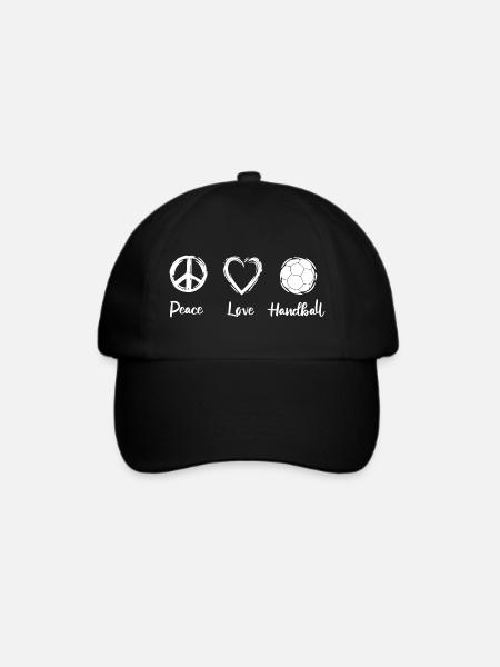 Peace Love Handball - Baseballkappe - Schwarz/Schwarz