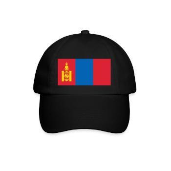 Mongolei Flagge / Drapeau Mongolie - Baseballkappe - Schwarz/Schwarz - Vorne