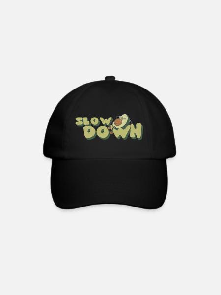 slow down relax avocado retro positive - Baseballkappe - Schwarz/Schwarz