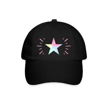 Pastellfarbener Leuchtender Stern - ApriNoeScor - Baseballkappe - Schwarz/Schwarz - Vorne