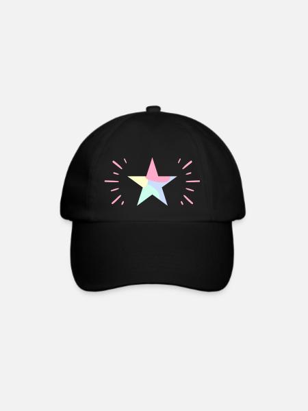 Pastellfarbener Leuchtender Stern - ApriNoeScor - Baseballkappe - Schwarz/Schwarz