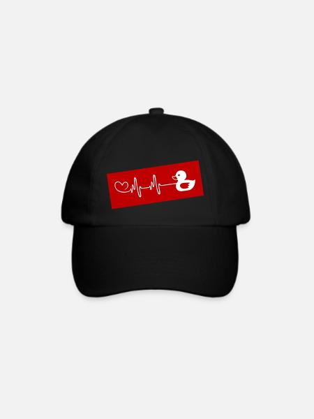 Ente Puls Herz - Baseballkappe - Schwarz/Schwarz