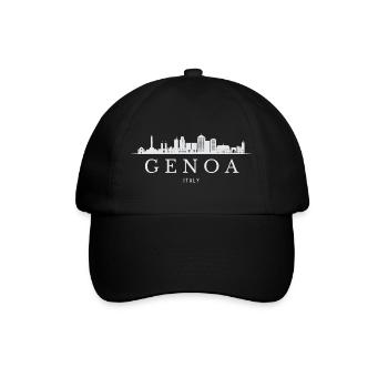 Skyline von Genua, Genua Italien - Baseballkappe - Schwarz/Schwarz - Vorne