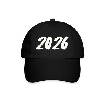 Jahreszahl 2026 Pinselstrich - Baseballkappe - Schwarz/Schwarz - Vorne