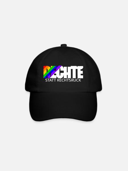 Menschenrechte statt Rechtsruck - Regenbogen - Baseballkappe - Schwarz/Schwarz