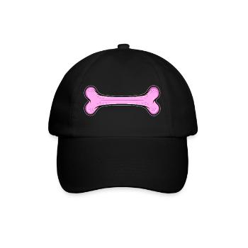 Pinkes Hundeknochen - Baseballkappe - Schwarz/Schwarz - Vorne