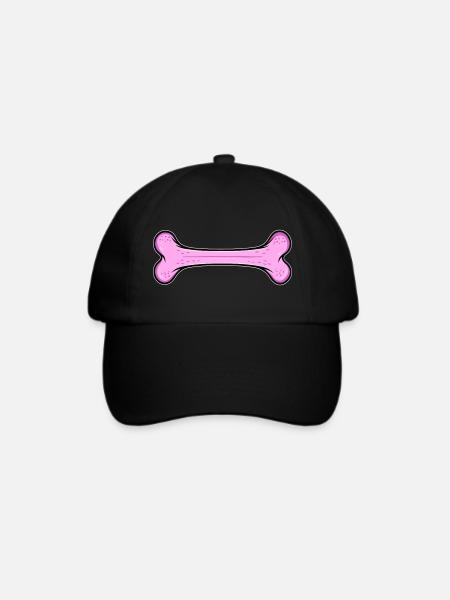 Pinkes Hundeknochen - Baseballkappe - Schwarz/Schwarz