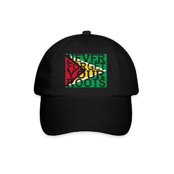 never forget roots home Guyana - Baseballkappe - Schwarz/Schwarz - Vorne