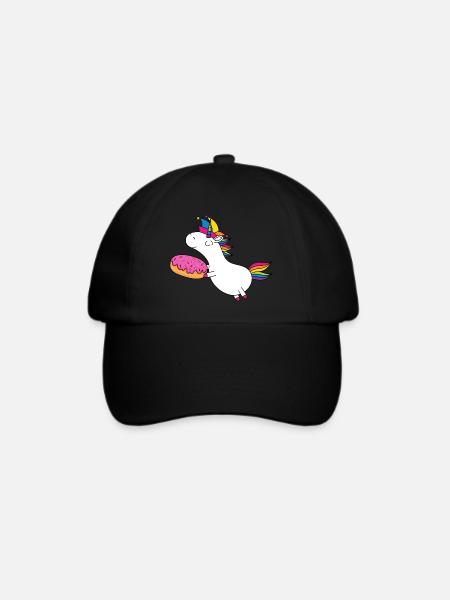 Einhorn Fasching Narrenkappe Faschingskrapfen - Baseballkappe - Schwarz/Schwarz