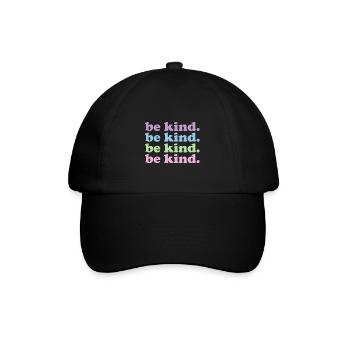 Spruch sei nett. Regenbogen rosa und violett pastell - Baseballkappe - Schwarz/Schwarz - Vorne