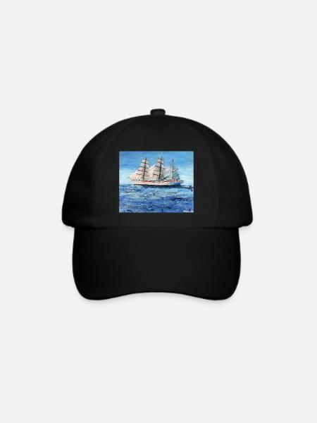 Gorch Fock Segelschiff auf stürmischem Meer - Baseballkappe - Schwarz/Schwarz