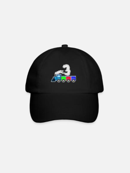 Eisenbahn 3 Geburtstag Zug Geschenk - Baseballkappe - Schwarz/Schwarz