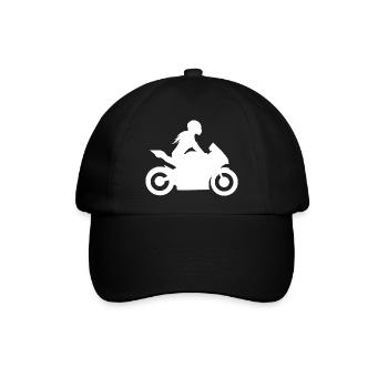 Motorradfahrerin Supersportler Rennmotorrad Frau - Baseballkappe - Schwarz/Schwarz - Vorne