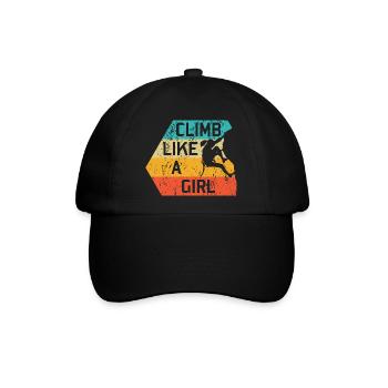 Climb Like A Girl Retro Felsklettern Bergsteiger - Baseballkappe - Schwarz/Schwarz - Vorne